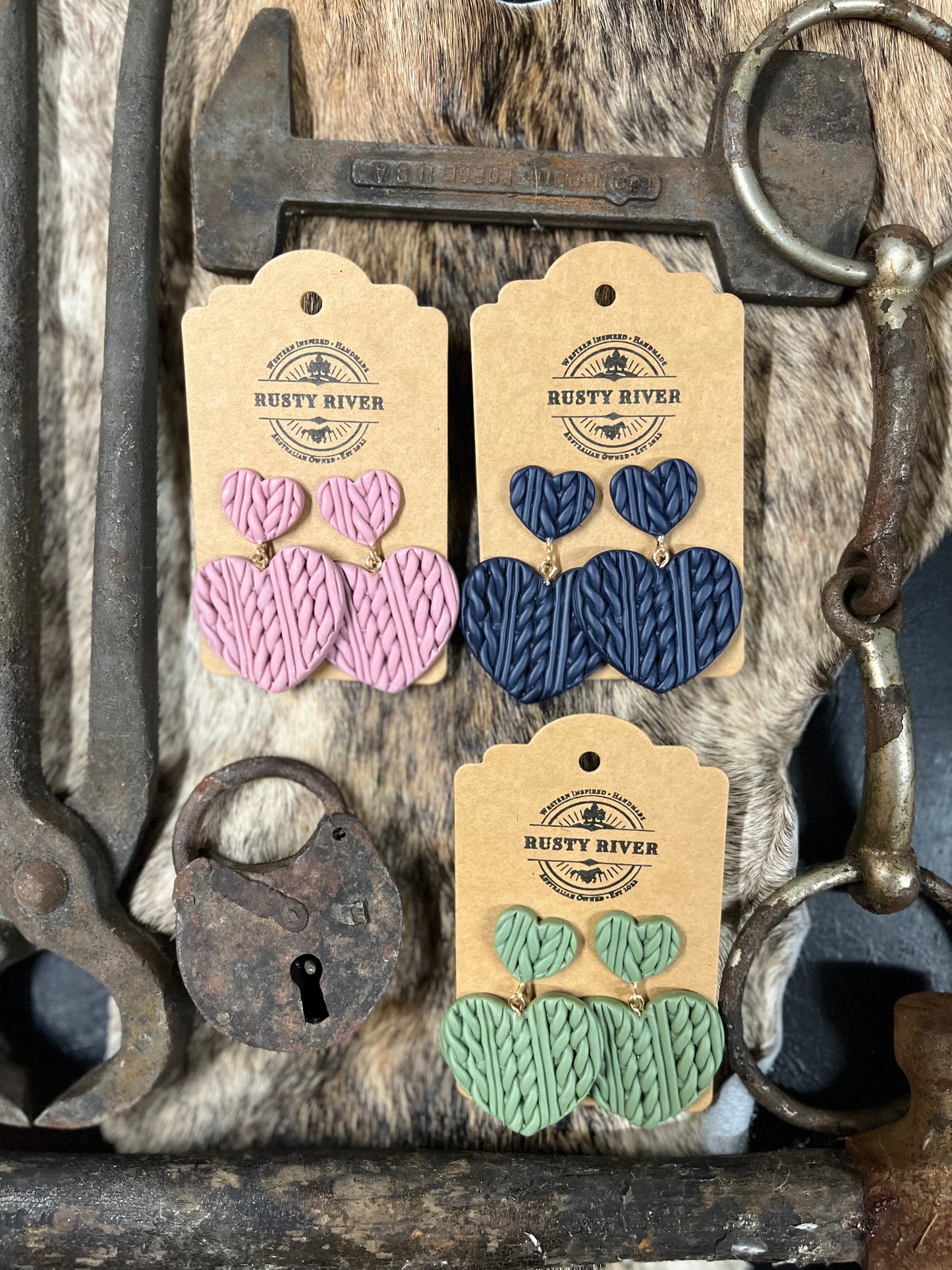 Heart Dangle Set | Navy Blue