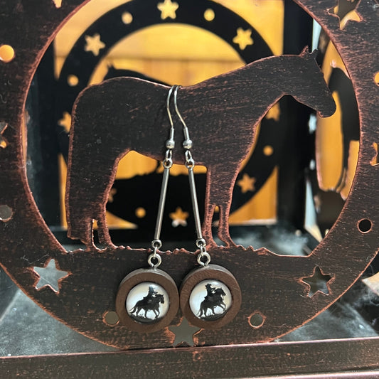 Wooden Dangle Set | Silhouette Horse Rider