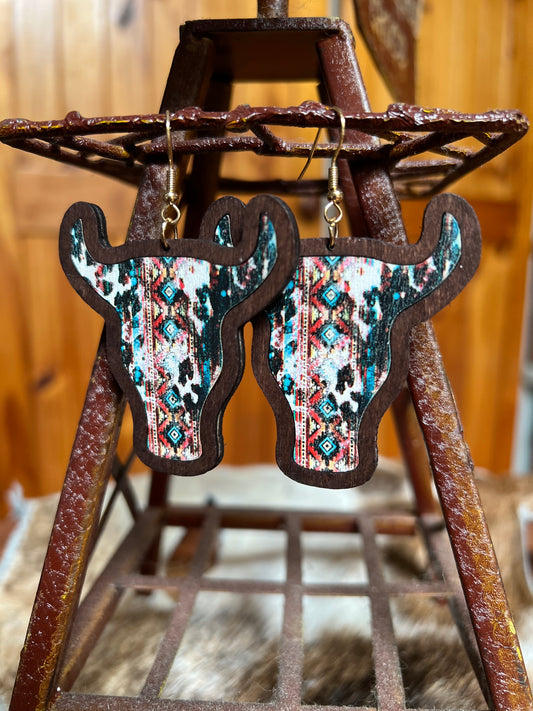 Wooden Bull Head Dangle | Aztec