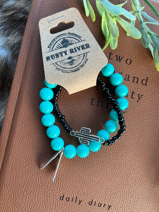 Turquoise & Black Bracelet Set