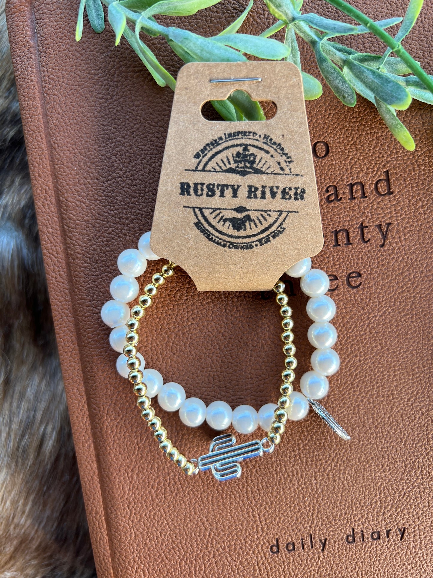 Gold & Pearl Bracelet Set