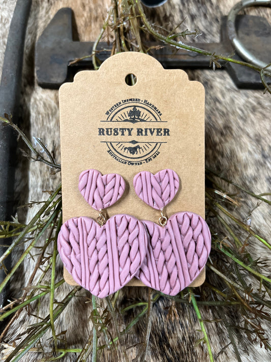 Heart Dangle Set | Dusty Pink