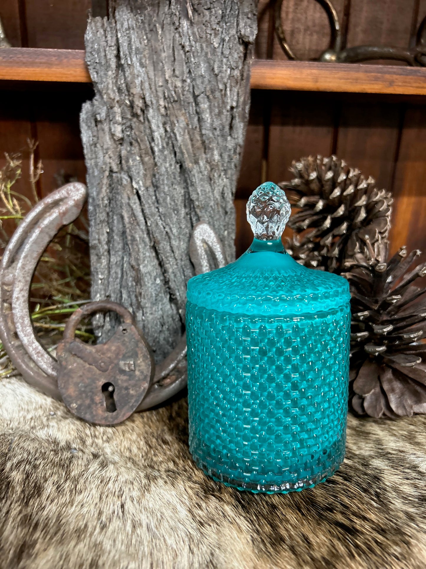 Scented Soy Wax Candle | Turquoise Textured